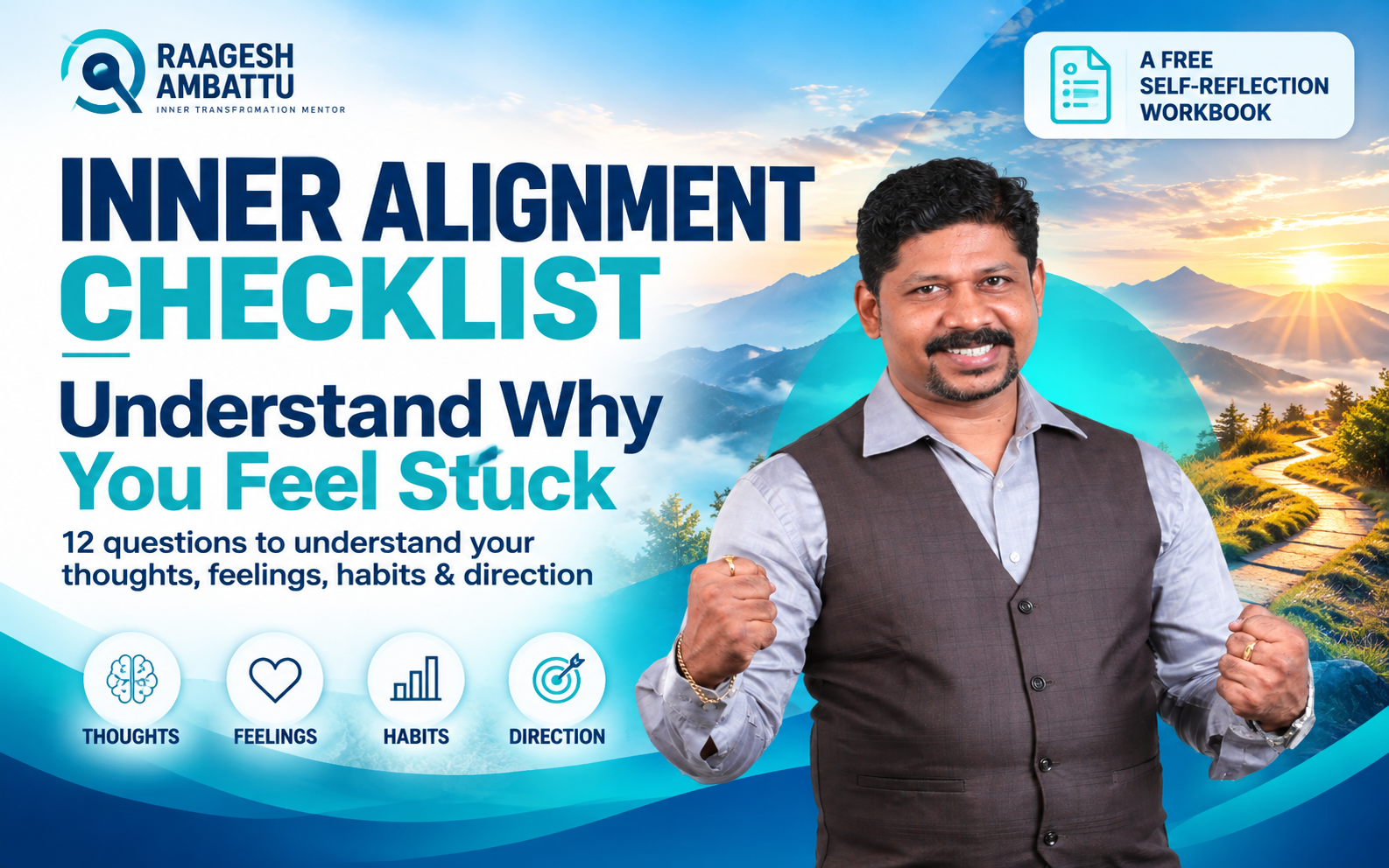 Inner Alignment Checklist by Raagesh Ambattu with 12 self-reflection questions for understanding where you feel stuck